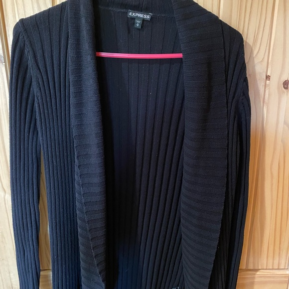 Express Black Ribbed Cardigan - Picture 2 of 4